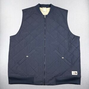 The North Face Quilted Vest Mens XL Cuchillo Sherpa Lined Insulated Jacket Blue